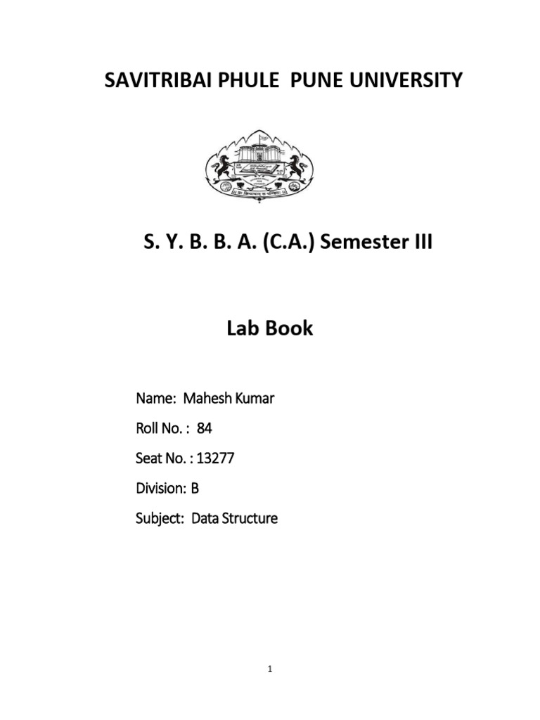 Data Structures Lab Book for C Programming | PDF | Computer Programming ...