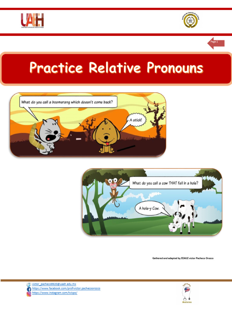 Relative Pronouns Practice Activities | PDF | Linguistics | Syntax
