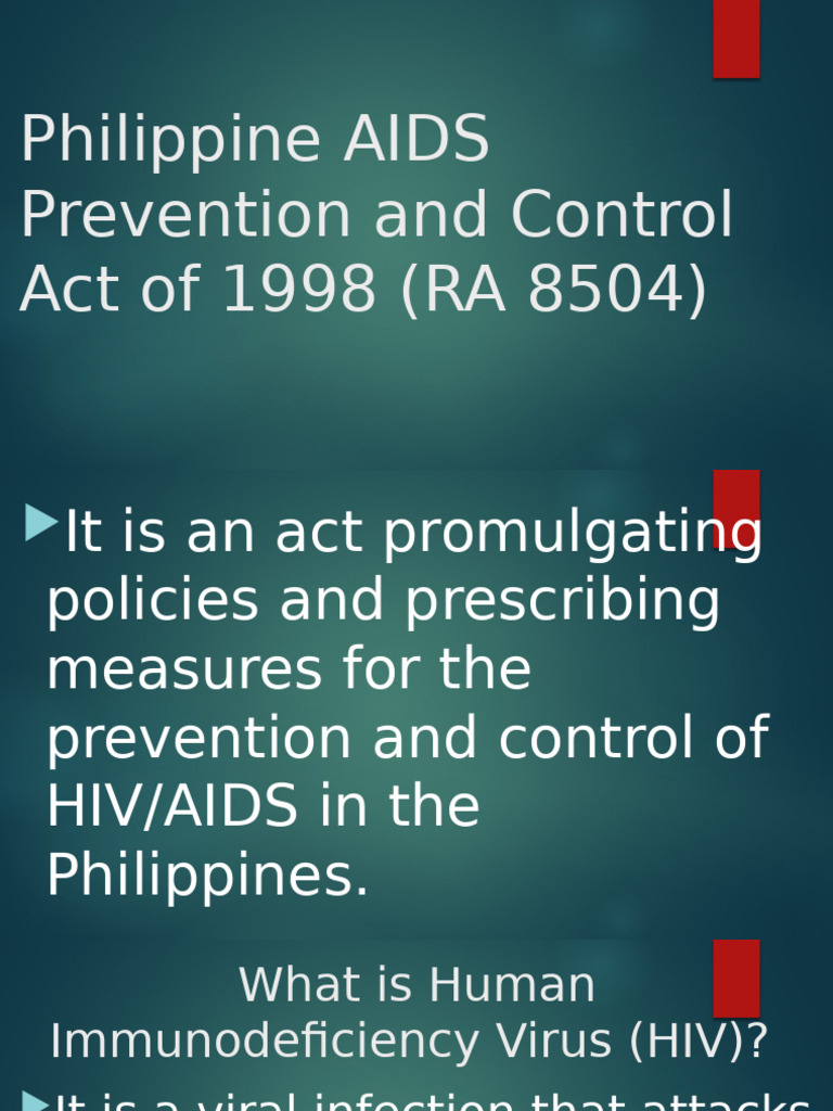 Q2 HEALTH 10 Philippine AIDS Prevention and Control Act of 1998 | PDF ...