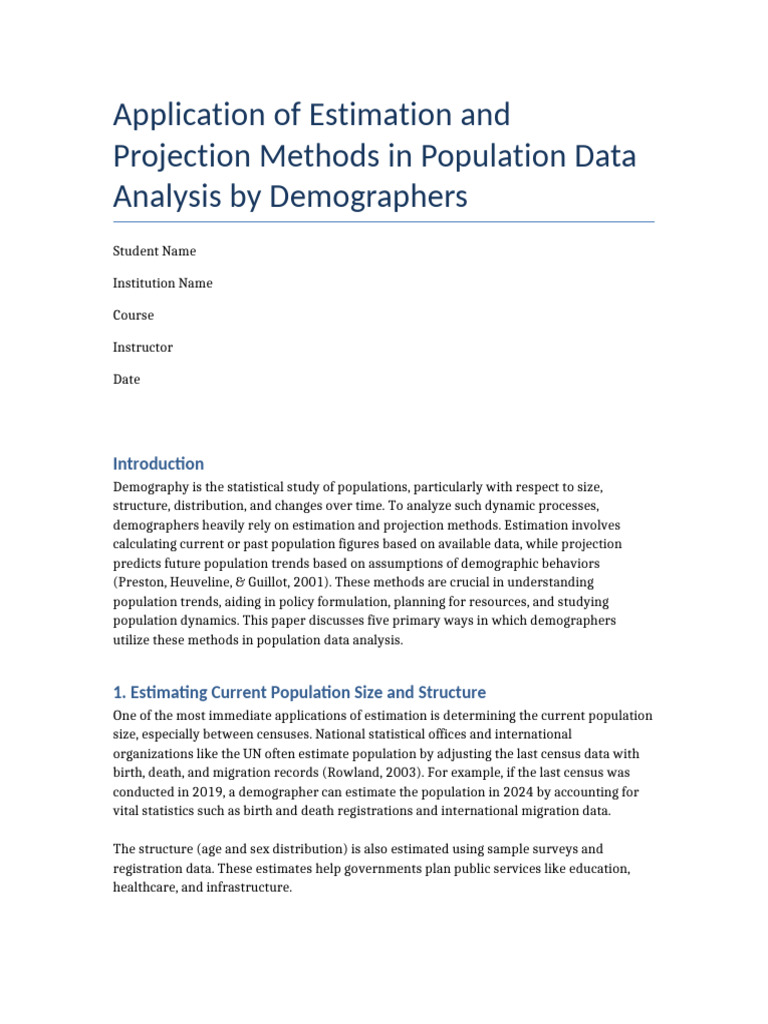 Demography Population Estimation Projection | PDF | Demography ...
