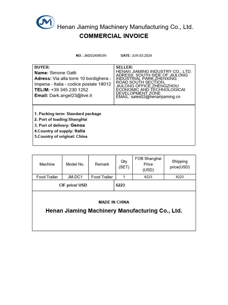 Commercial Invoice | PDF