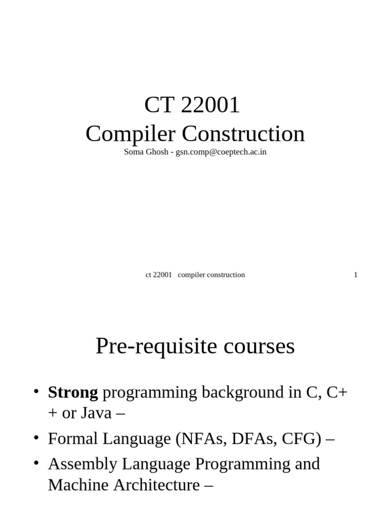 Compiler Construction Course Overview | PDF | Compiler | Parsing