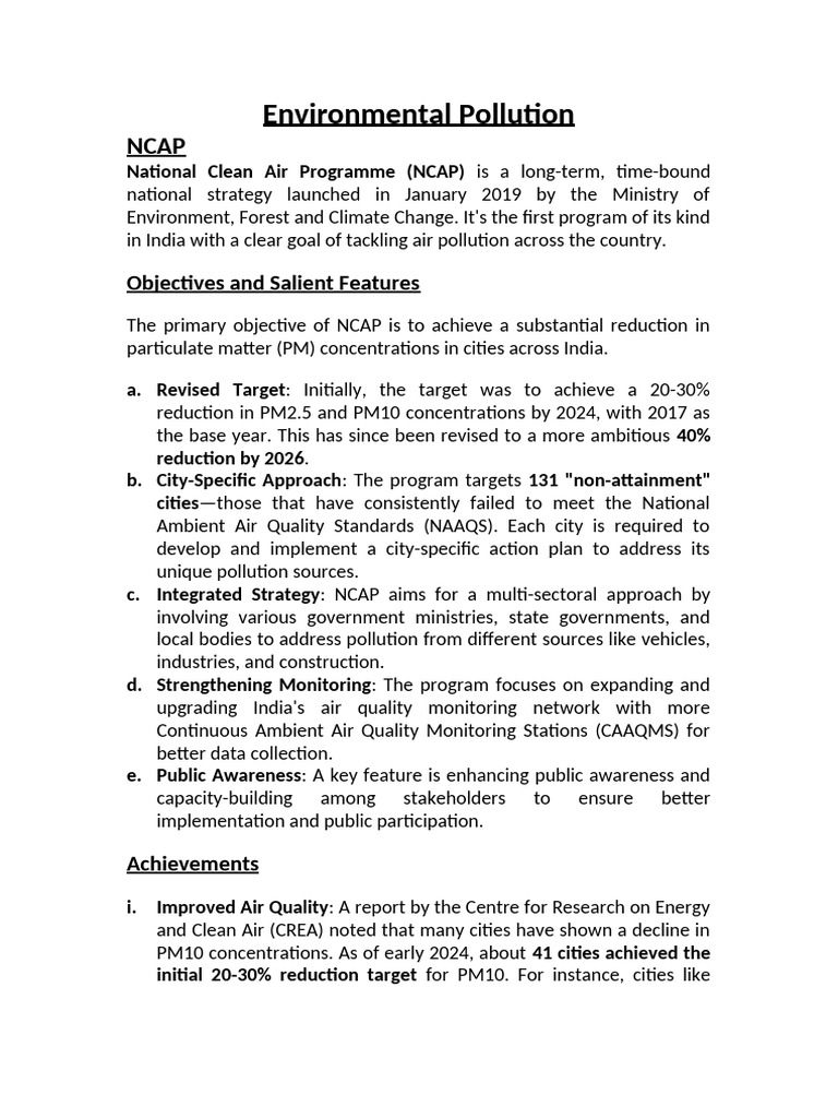 National Clean Air Programme Overview | PDF | Oil Spill | Plastic