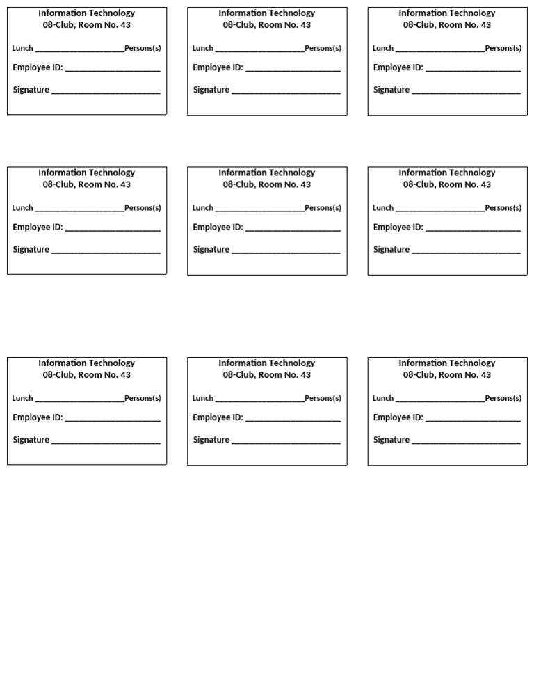 IT Lunch Registration Form | PDF