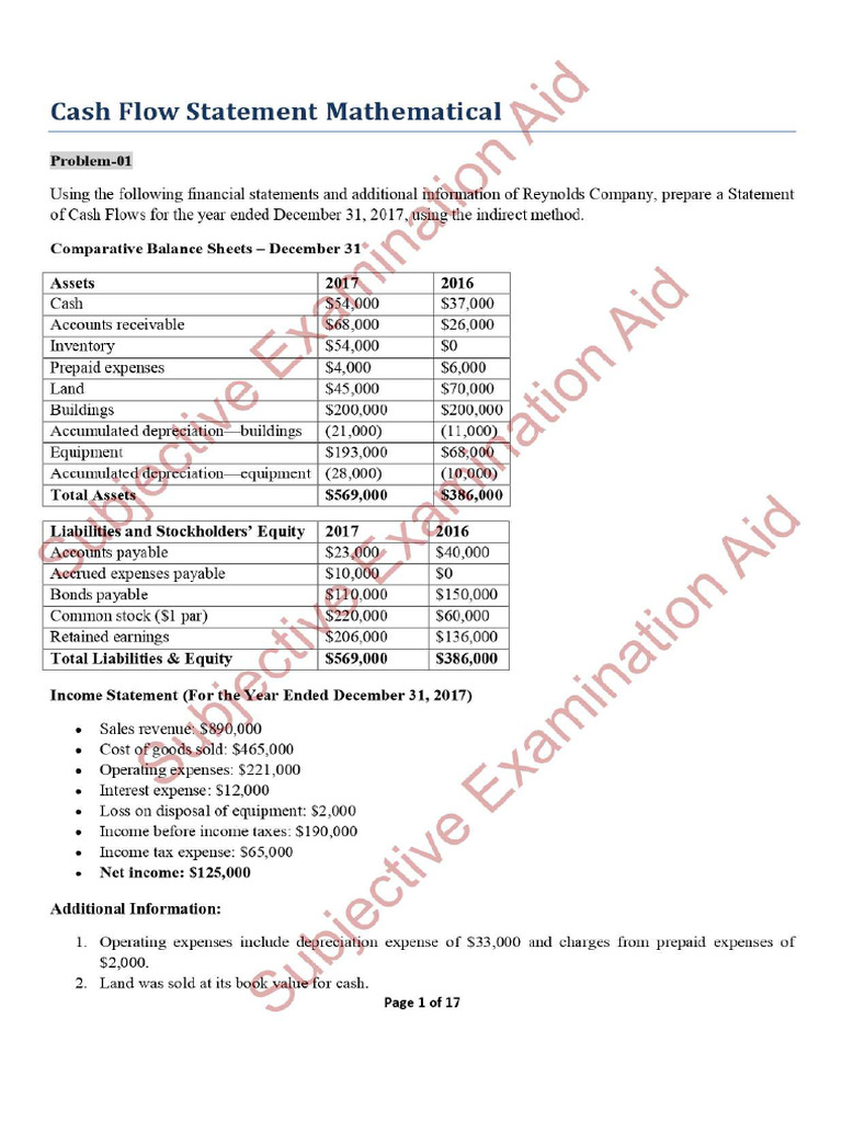 Cash Flow Statement Math Solution File 01 | PDF