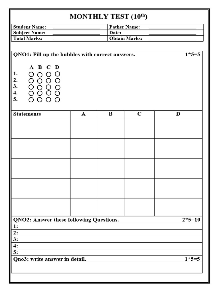 Monthly Test | PDF