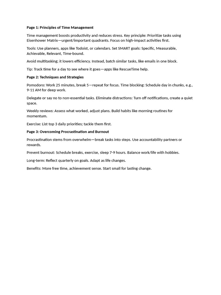 Effective Time Management Strategies | PDF