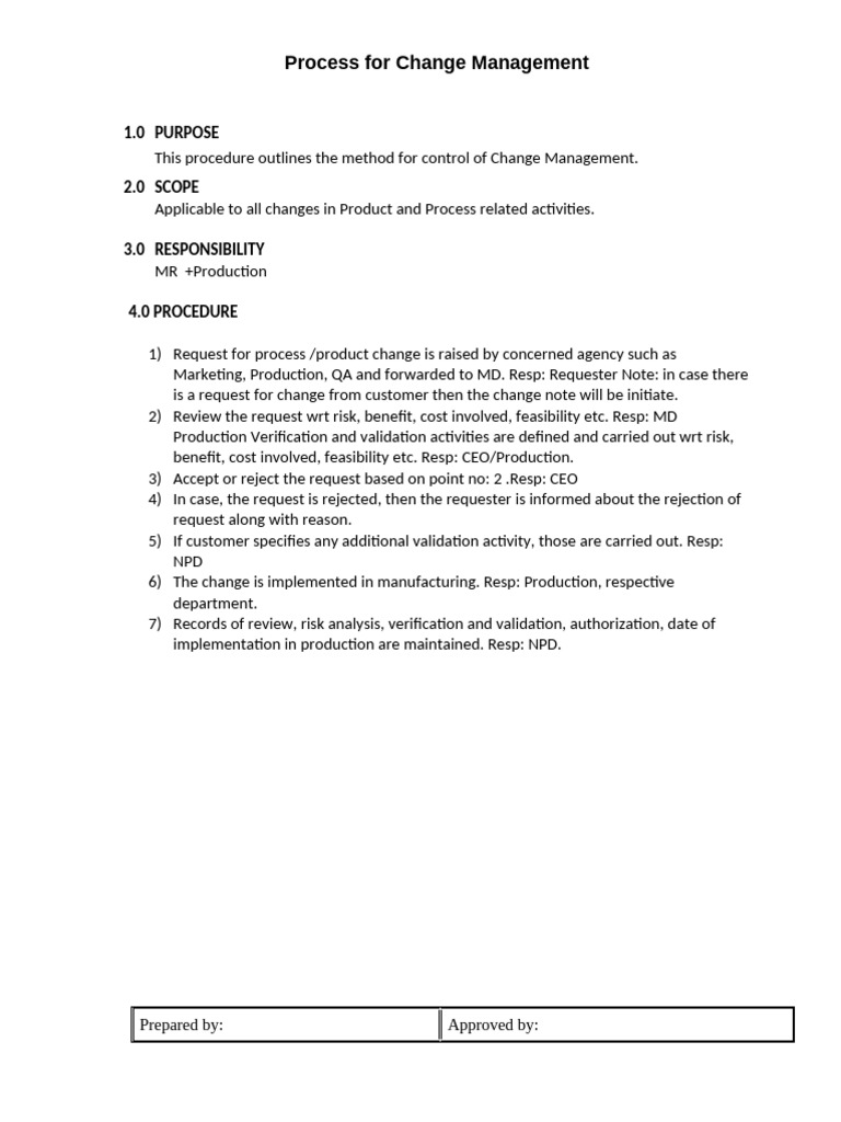 Change Management Process Overview | PDF
