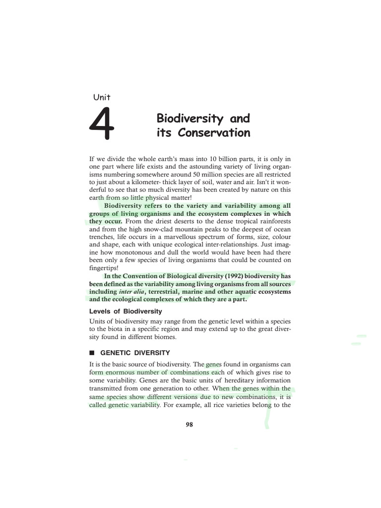 Biodiversity and Conservation Overview | PDF | Environmental Protection ...