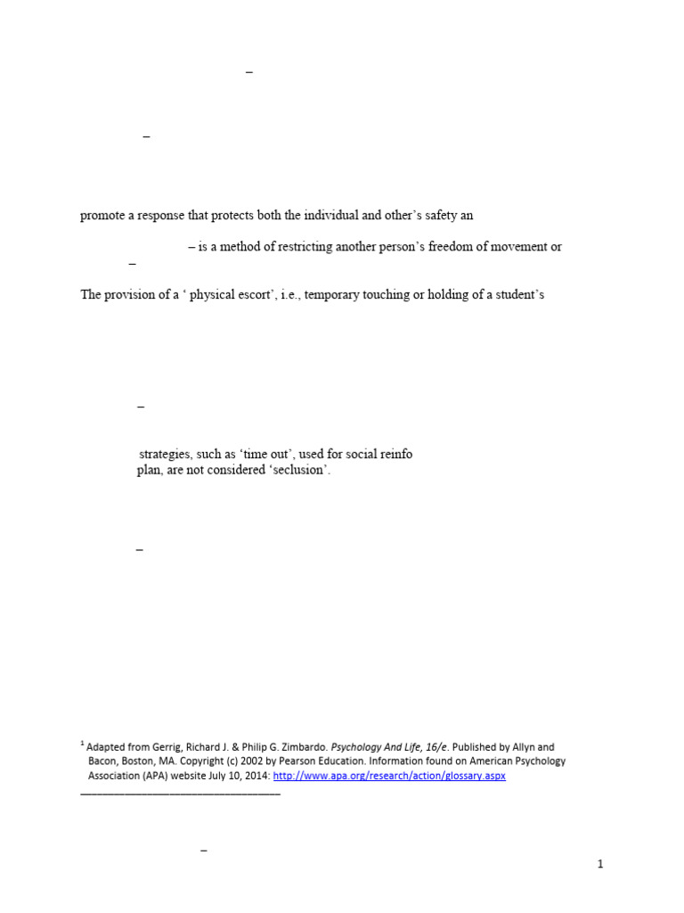BC Guidelines on Restraint and Seclusion | PDF | Behavior | Safety