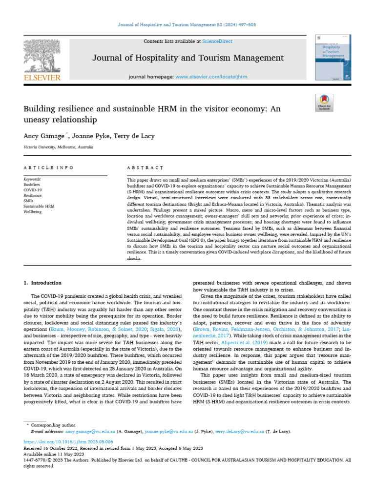 Building Resilience and Sustainable HRM in The 2024 Journal of ...