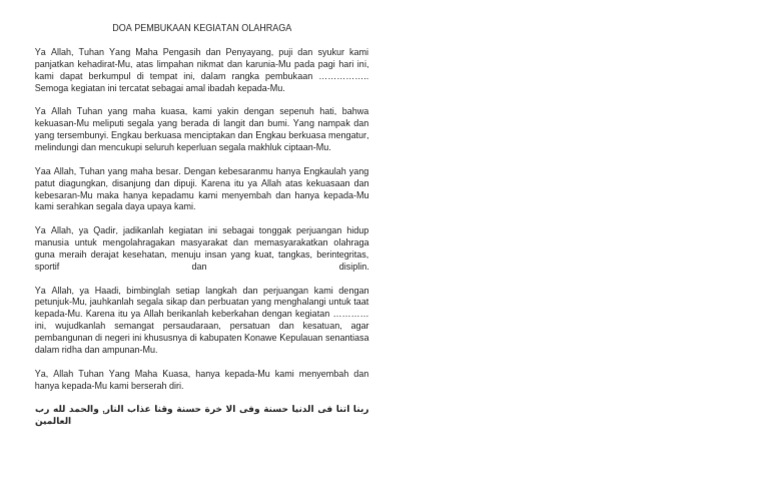 Doa Pembukaan Kegiatan Olahraga Pdf
