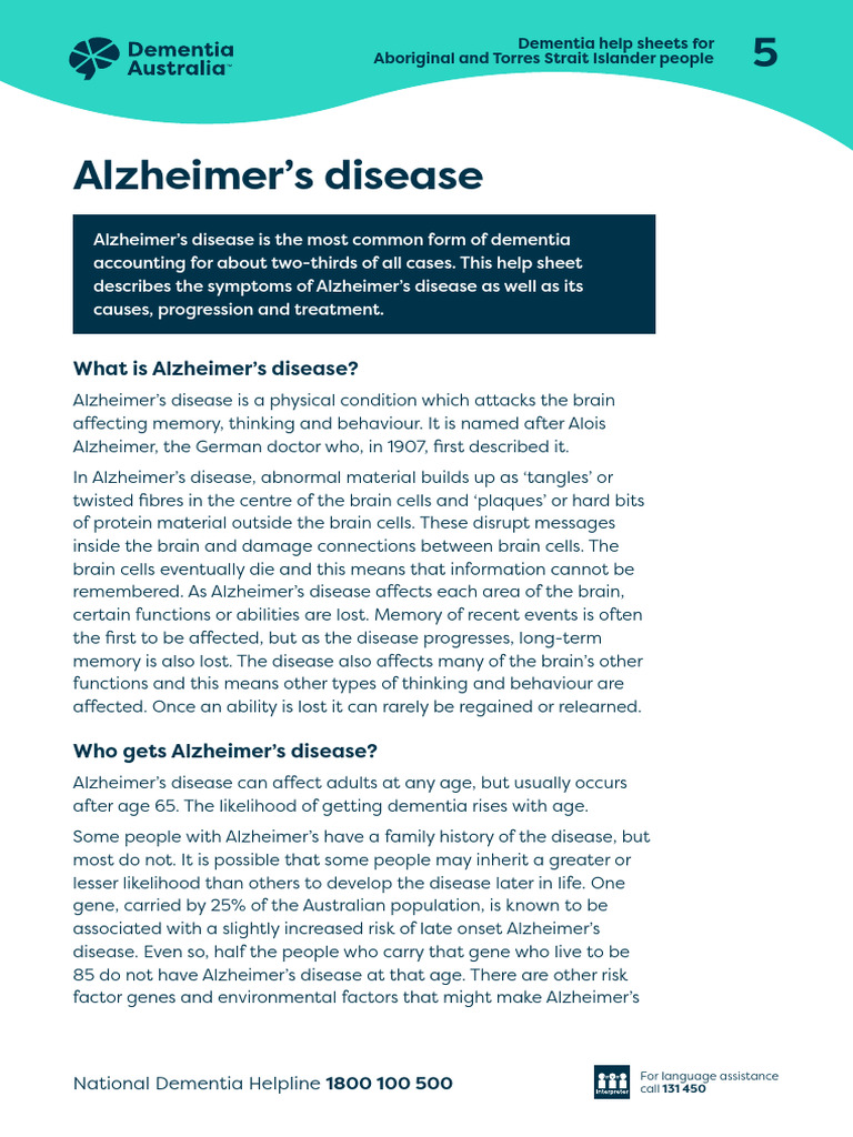 Alzheimer's Disease Overview for Indigenous Australians | PDF ...