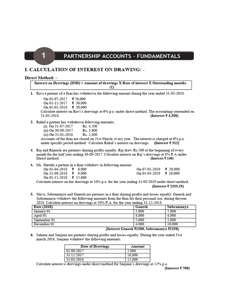 Interest Calculation on Partnership Drawings | PDF | Balance Sheet ...
