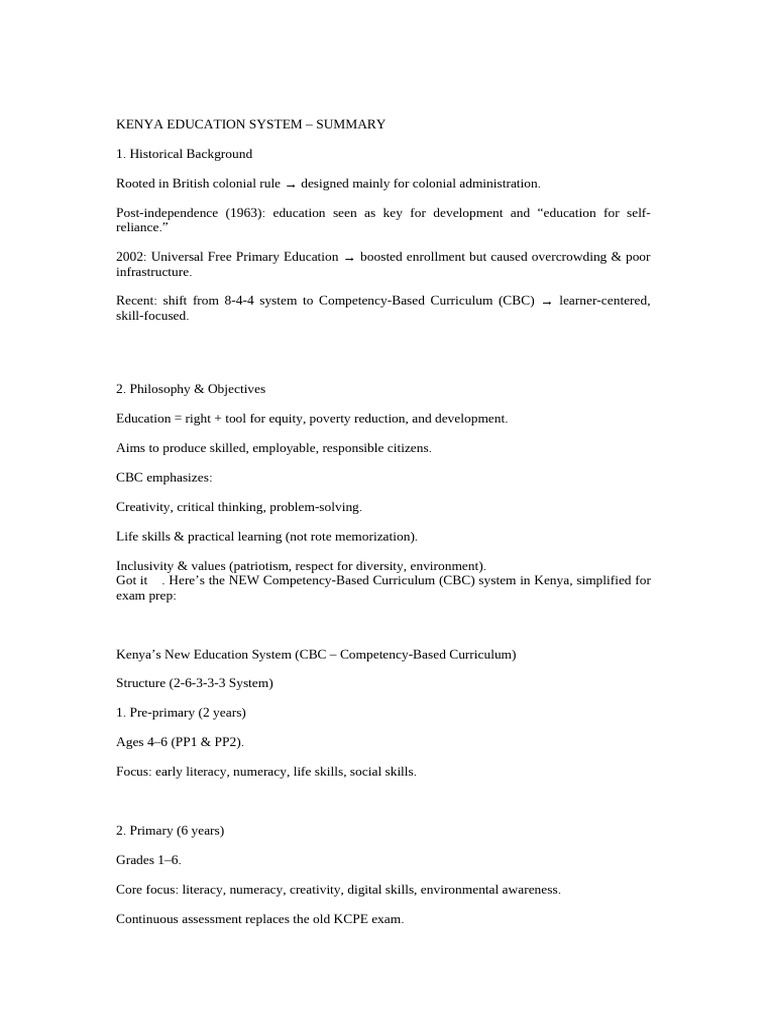 Overview of Kenya's Competency-Based Curriculum | PDF | Vocational ...
