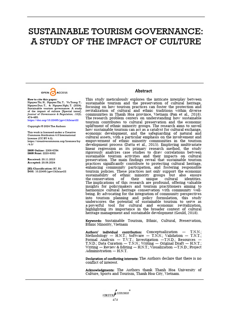Sustainable Tourism and Cultural Impact | PDF | Factor Analysis ...