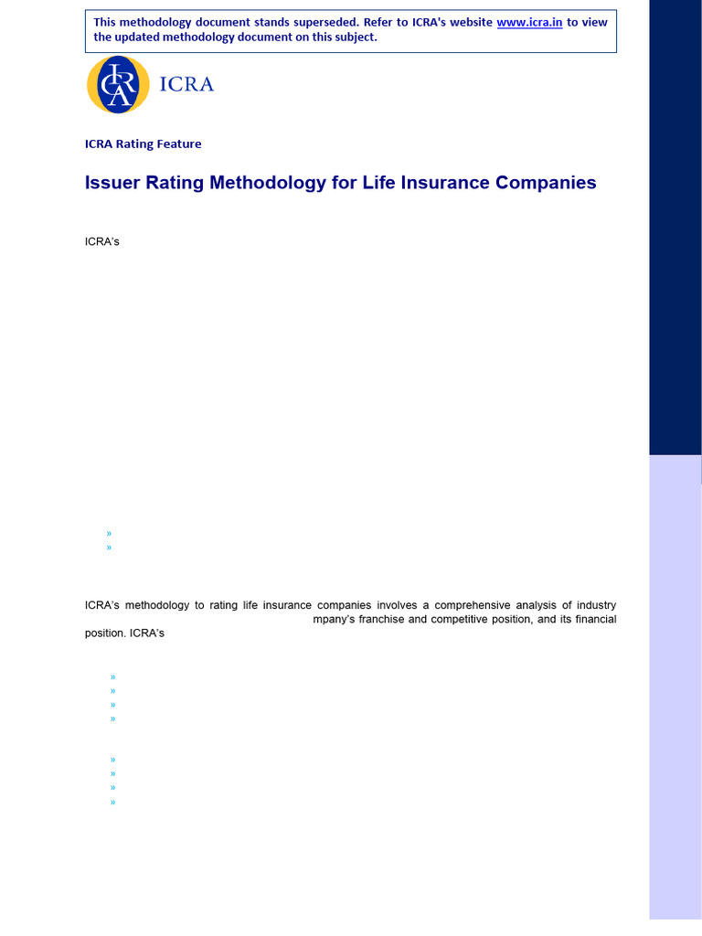 Life Insurance, Rating Methodology, Jun 2020 (Archived) | PDF ...