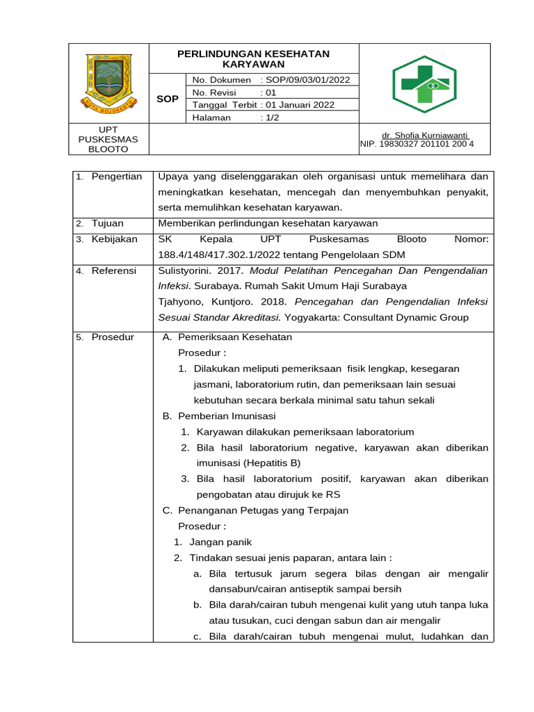 Sop 09 Perlindungan Kesh Karyawan 2022 | PDF