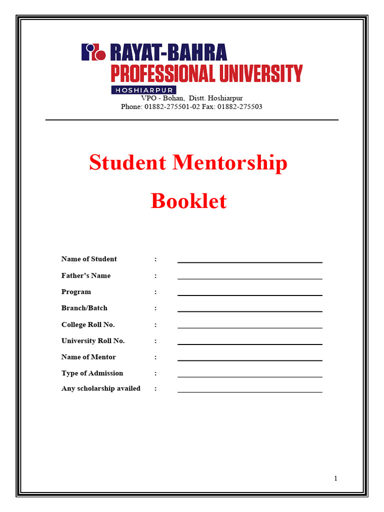 Student Mentorship Program Guide | PDF | Mentorship | Academic Term