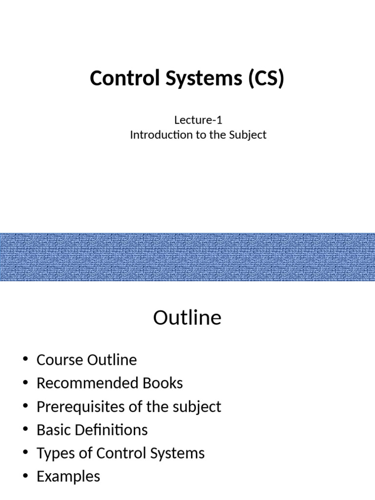 Introduction to Control Systems | PDF | Control Theory | Applied ...