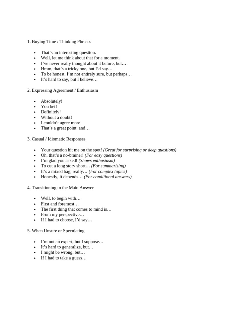 Essential Phrases for IELTS Speaking | PDF | Cognition | Psychological ...