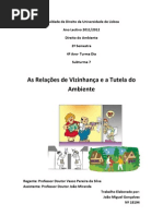 As Relações de Vizinhança e a Tutela Ambiental