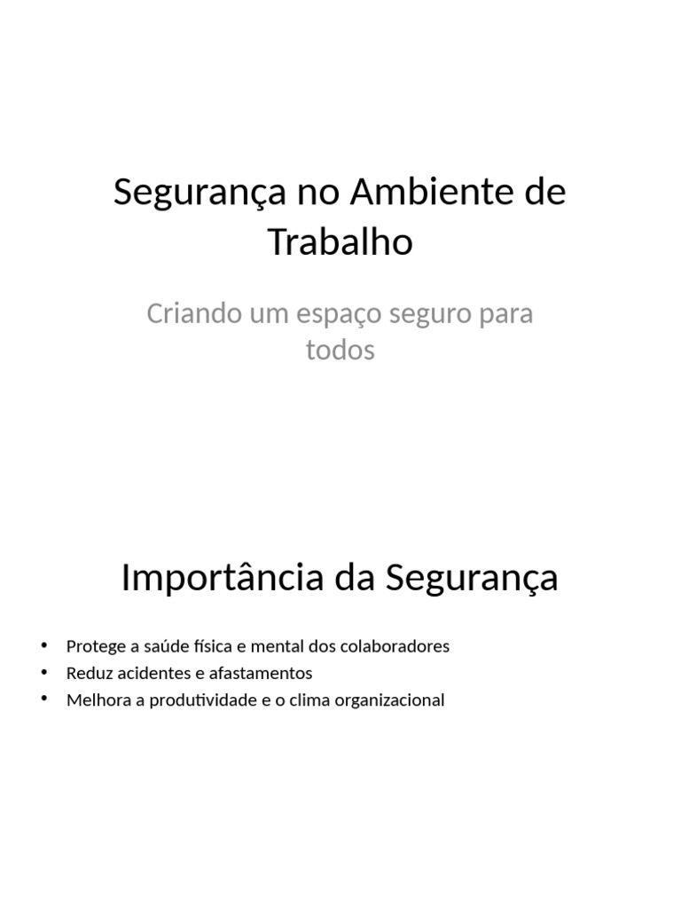 Seguranca No Ambiente de Trabalho | PDF