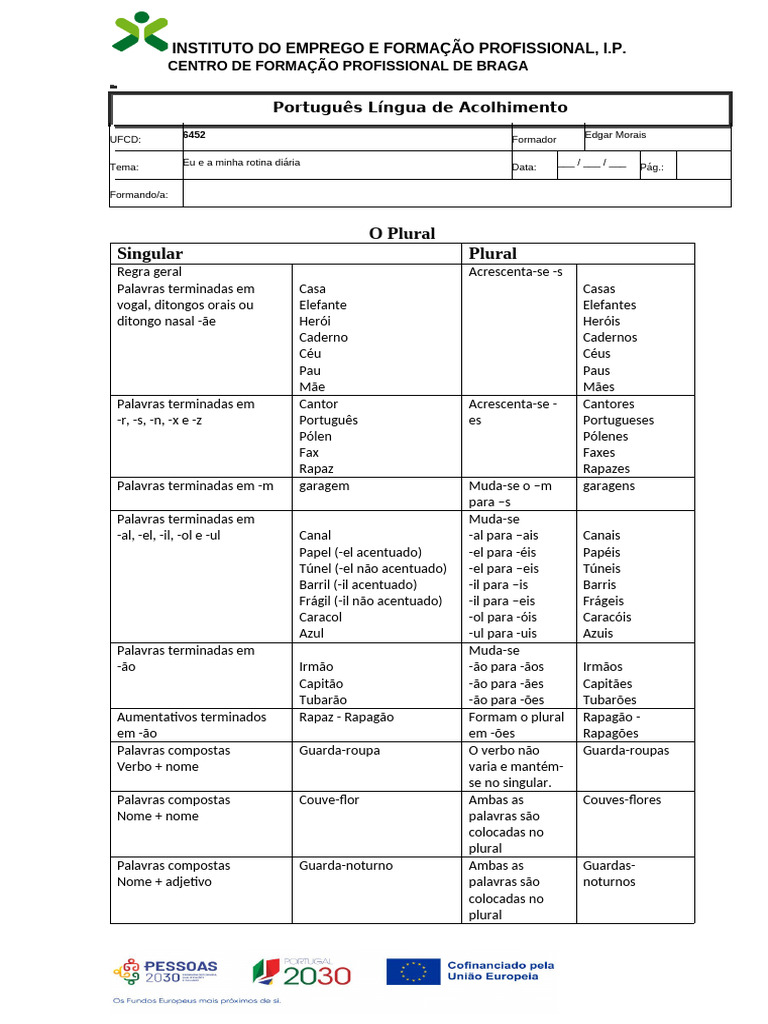 Regras de Plural em Português | PDF | Plural | Famílias linguísticas
