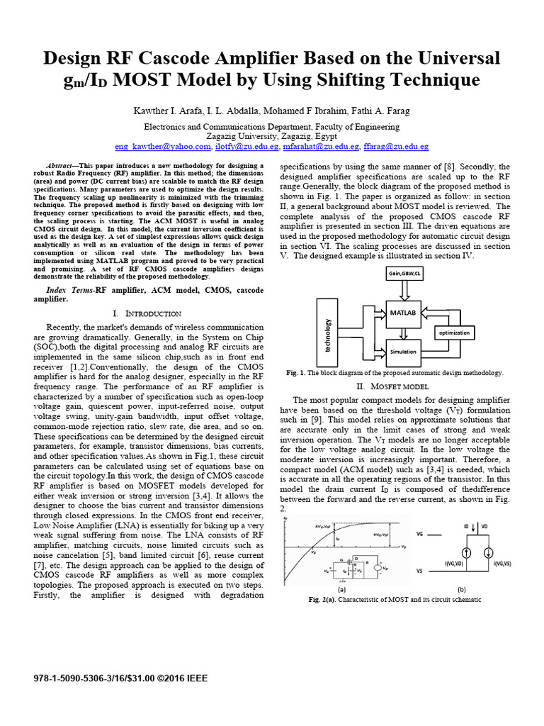 RF Cascode Amplifier Design Methodology | PDF | Amplifier | Mosfet