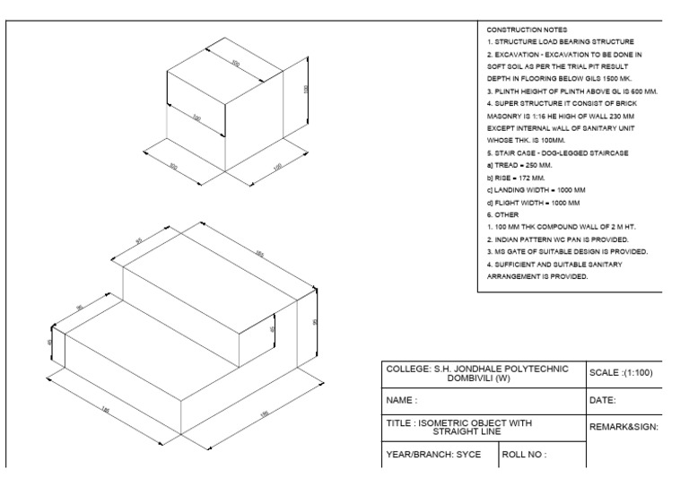 Isometric Object Construction Notes | PDF | Architectural Elements