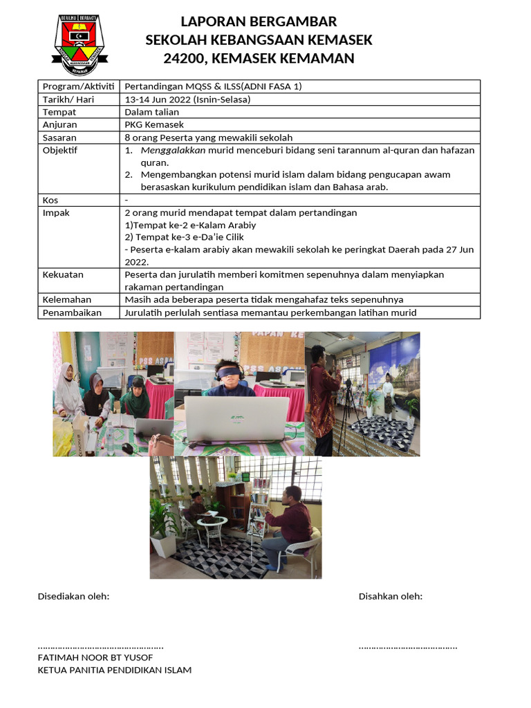 Laporan Bergambar Pertandingan Adni Fasa 1 2022 | PDF