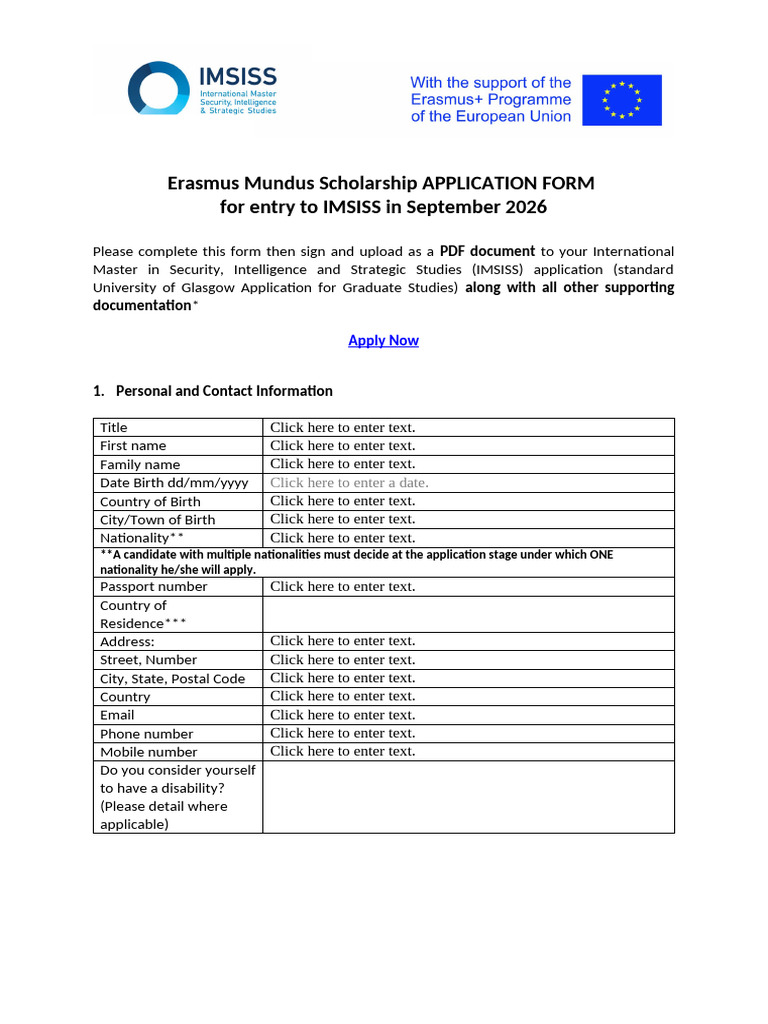 2026 2028 IMSISS Application Form | PDF