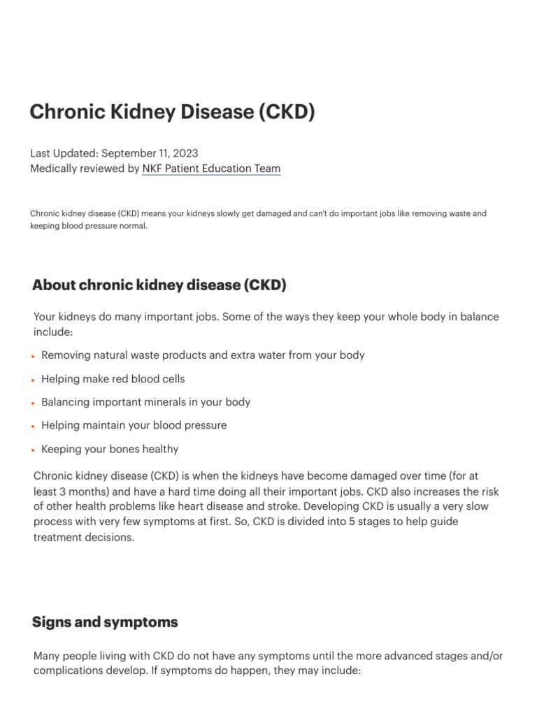 Chronic Kidney Disease (CKD) - Symptoms, Causes, Treatment - National ...