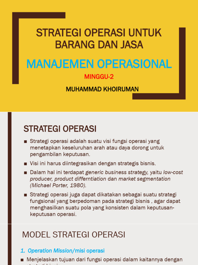 Strategi Operasi untuk Barang dan Jasa | PDF