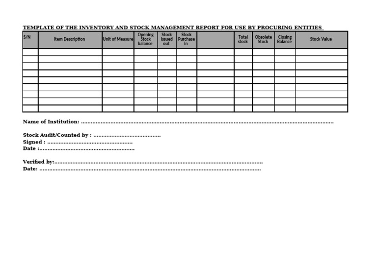 Inventory Management Report Template | PDF