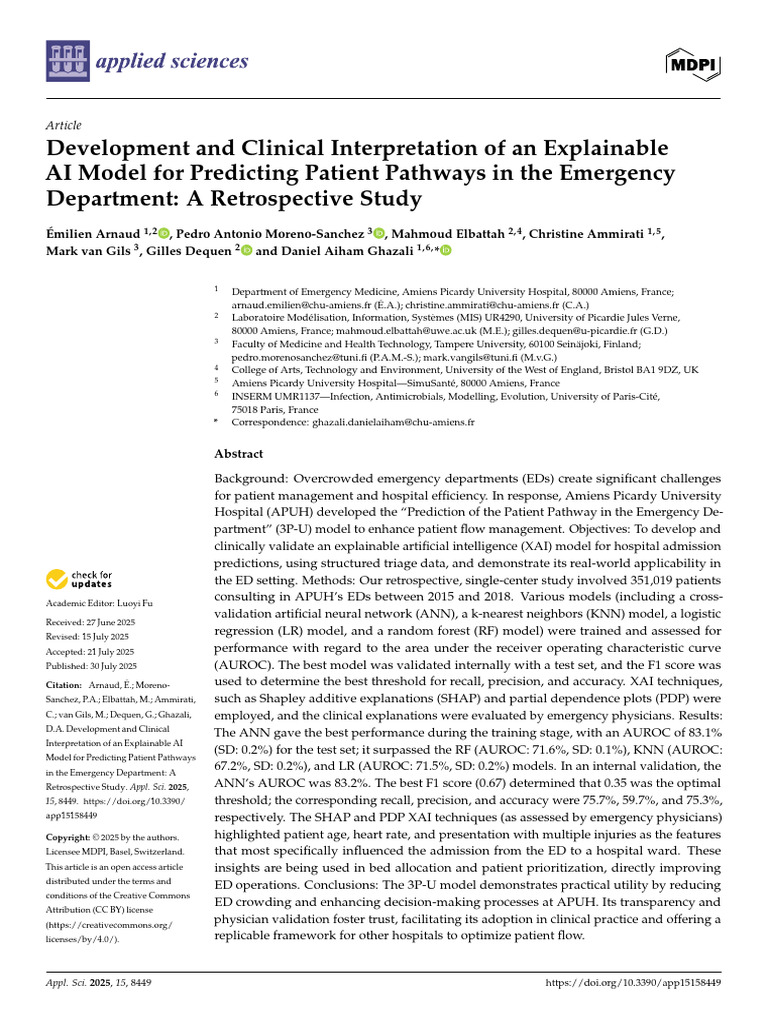 Development and Clinical Interpretation of An Explainable AI Model For ...