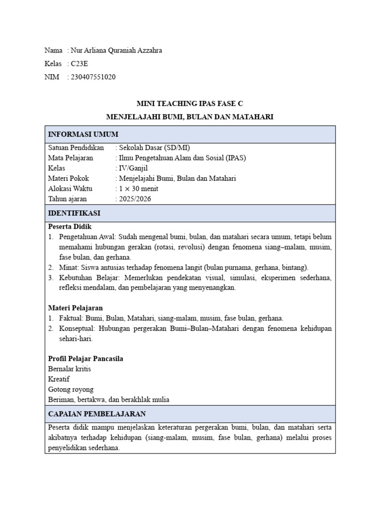 Mini Modul Ipas Nur Arliana | PDF