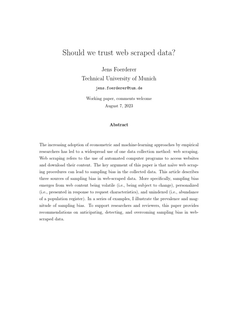 Understanding Sampling Bias in Web Scraping | PDF | Sampling ...