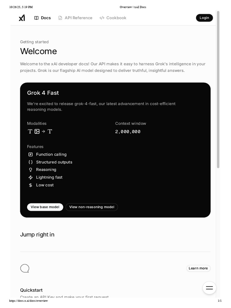 Grok API Quickstart Guide | PDF