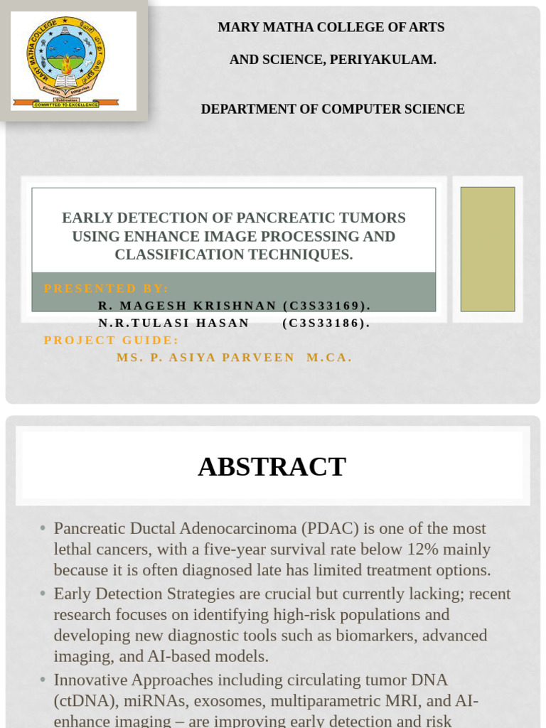 Early Detection of Pancreatic Tumors | PDF | Medical Imaging ...