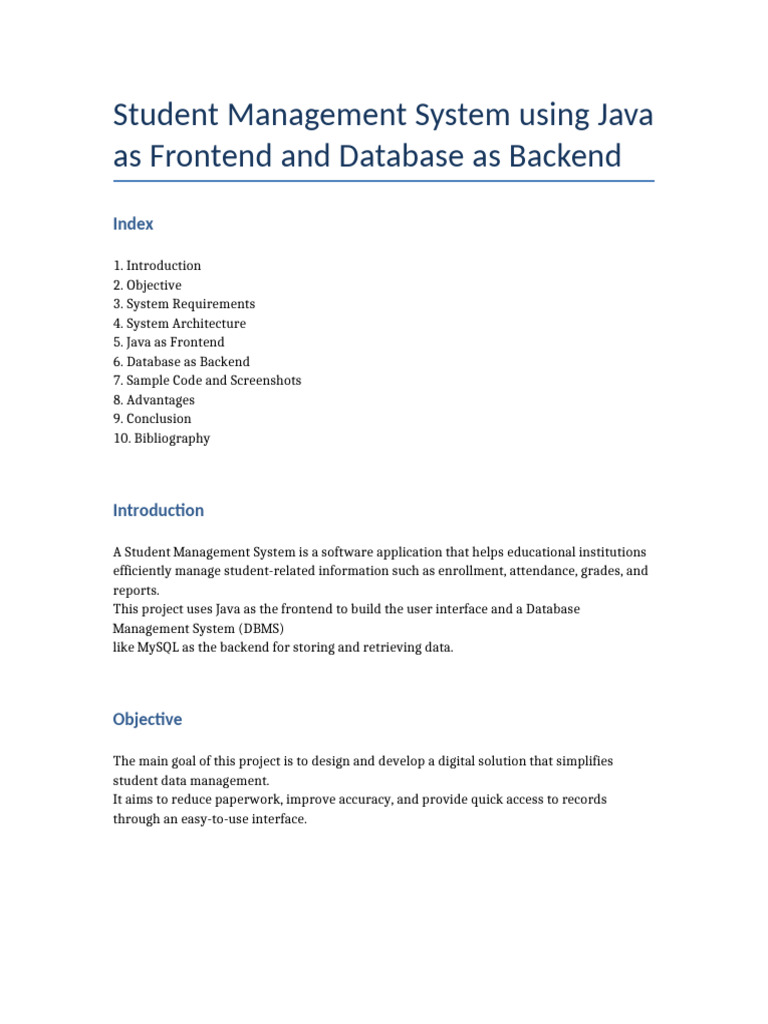 Java-Based Student Management System | PDF | Databases | My Sql