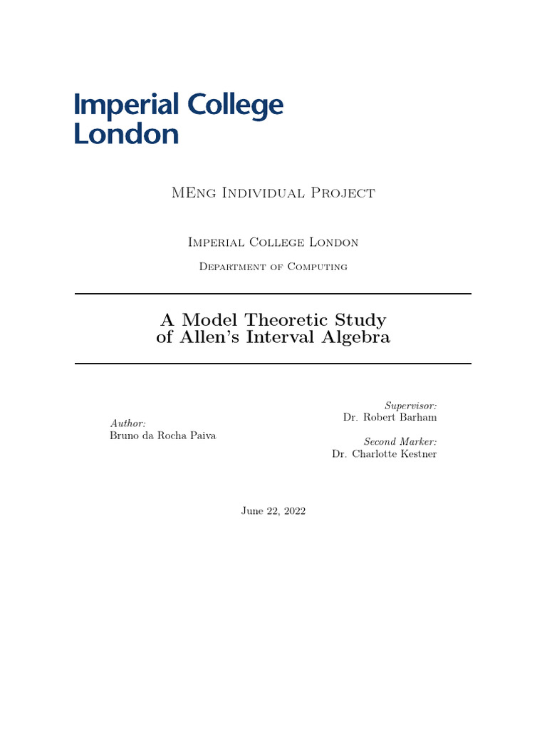 Model Theory of Allen's Interval Algebra | PDF | Model Theory | Mathematics