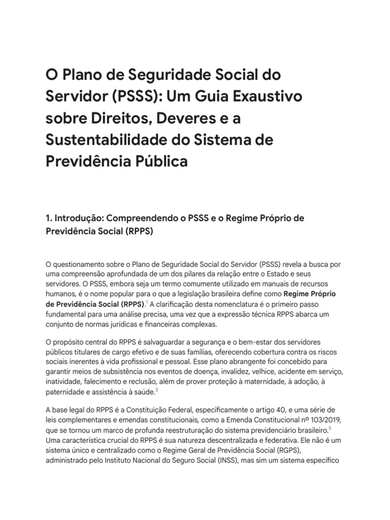 Guia Completo sobre o PSSS e RPPS | PDF | Politica Social