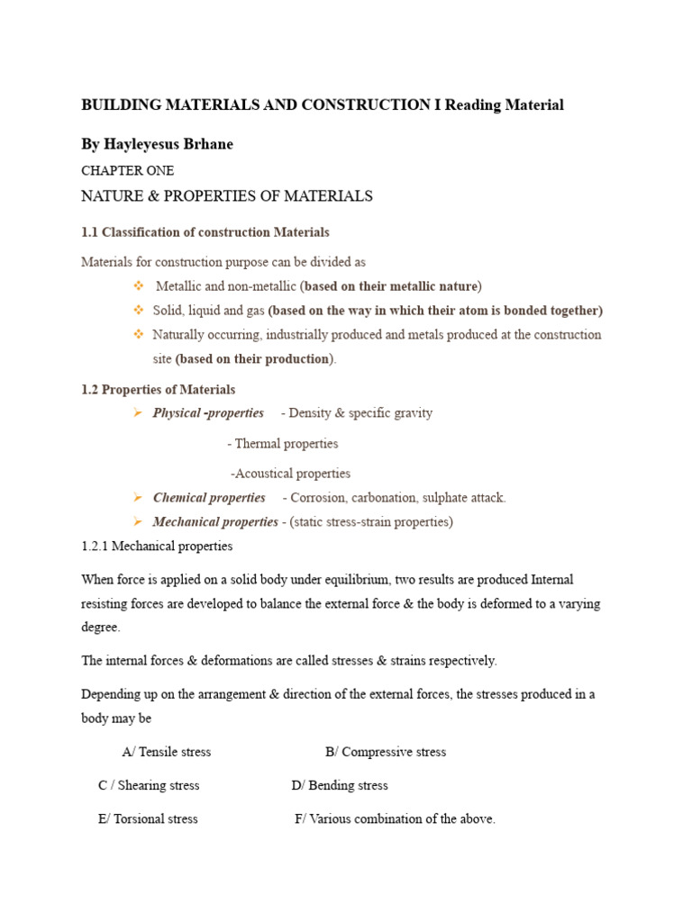 Properties of Construction Materials | PDF | Deformation (Engineering ...