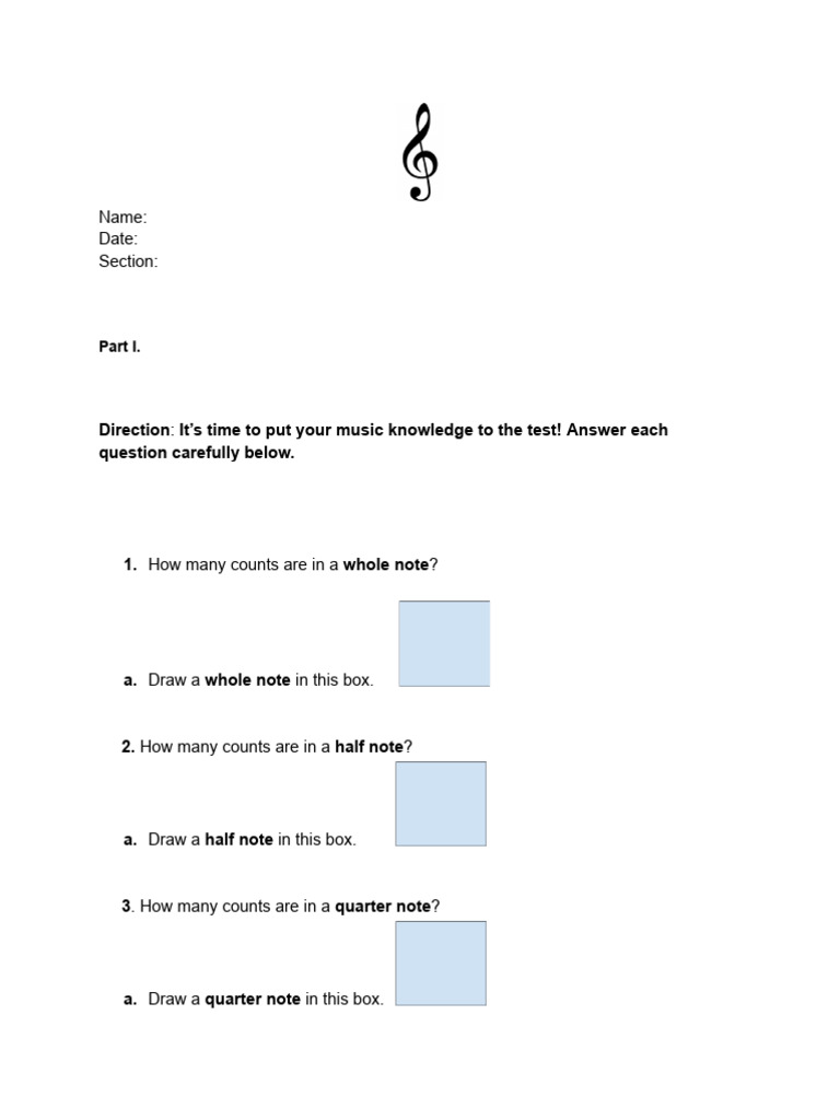 Music Note Counting Assessment | PDF