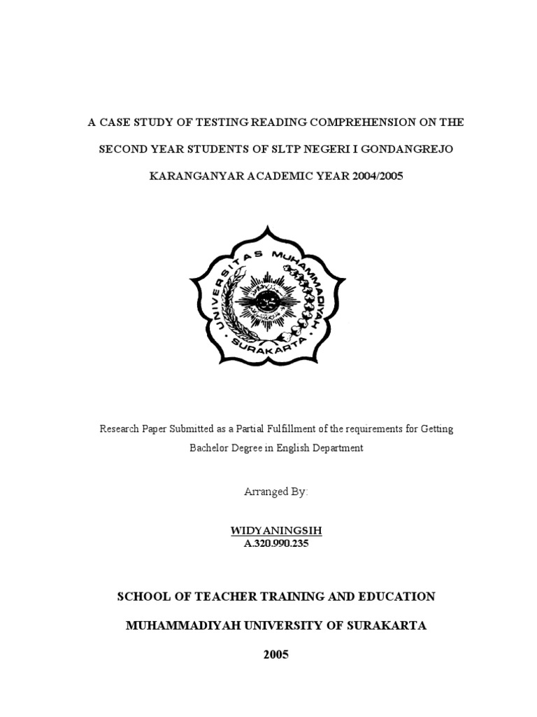 Reading Comprehension Case Study 2005 | PDF