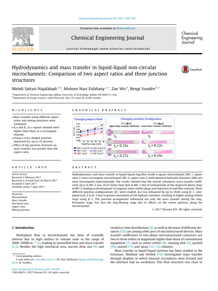 Hydrodynamics and Mass Transfer of Liquid Liquid Two-Phase Flow in Non ...