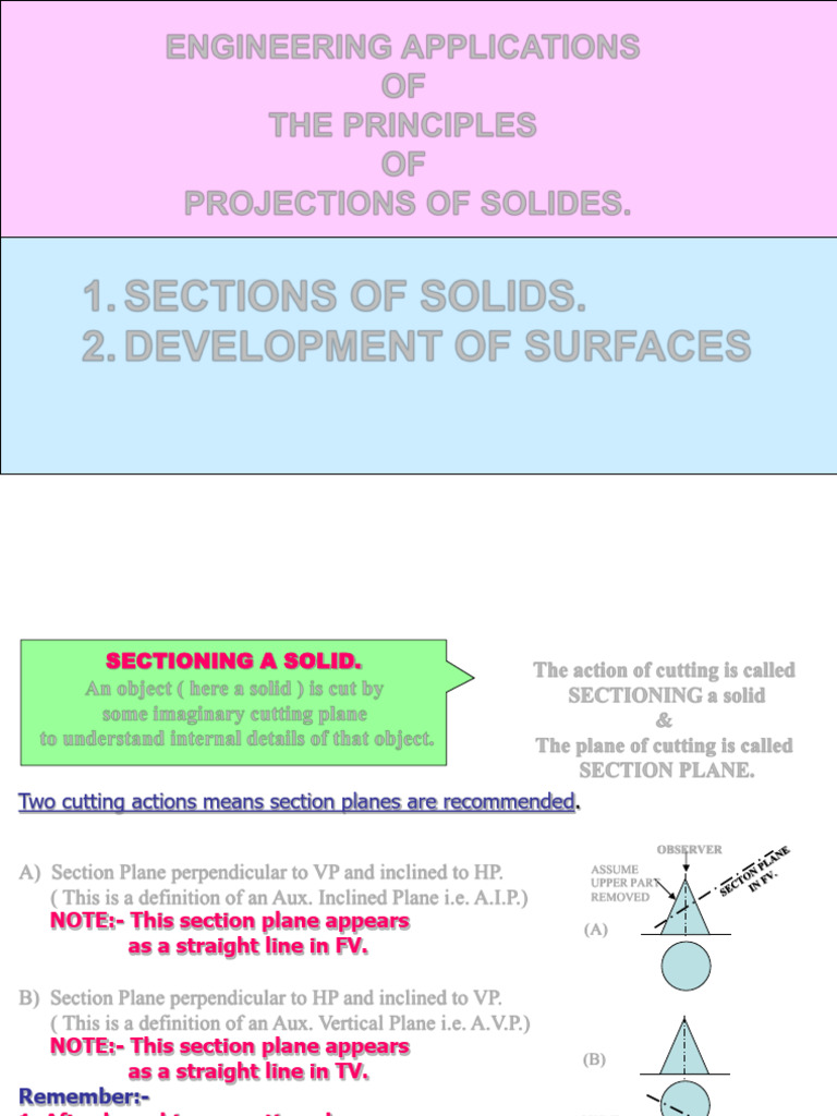 Slides For Sections of Solids - True Shapes Development of Surfaces 04 ...