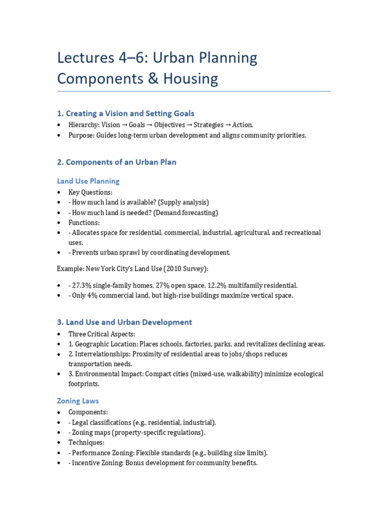 Urban Planning Lectures 4-6 | PDF | Zoning | Urban Sprawl