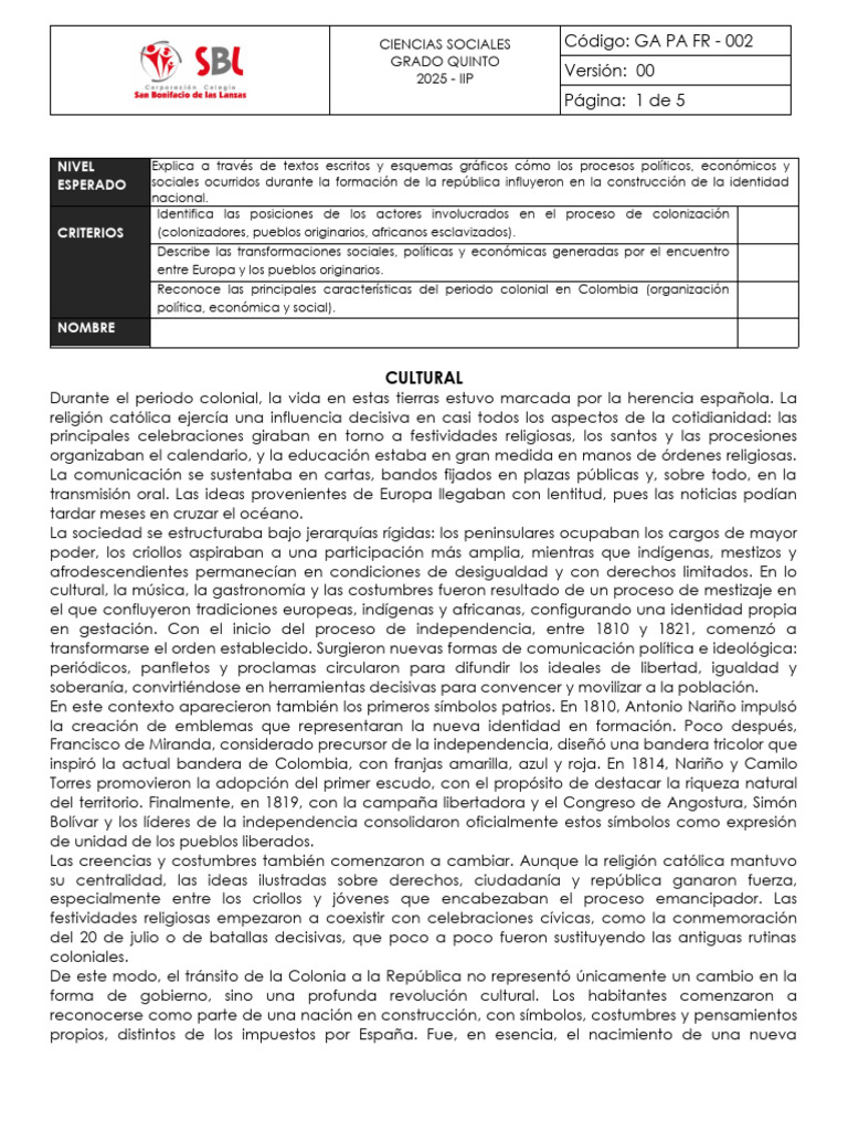 Impacto de la Colonia en la Identidad Nacional | PDF | Nueva españa ...